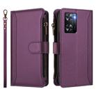 For OPPO A57 4G Global / A77 4G Global Magnetic Closure 9 Card Slots Zipper Leather Case with Hand Strap(Purple) - 2