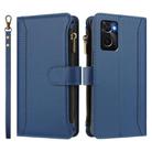 For OPPO A36 4G / A76 4G / A96 4G Magnetic Closure 9 Card Slots Zipper Leather Case with Hand Strap(Dark Blue) - 2