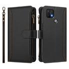 For OPPO A16E / A16K / A35 2021 / A15S Magnetic Closure 9 Card Slots Zipper Leather Case with Hand Strap(Black) - 2