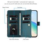 For OPPO A56 5G / A55 5G / A54 4G Magnetic Closure 9 Card Slots Zipper Leather Case with Hand Strap(Dark Green) - 3