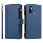 For OPPO A11S 4G Magnetic Closure 9 Card Slots Zipper Leather Case with Hand Strap(Dark Blue) - 2