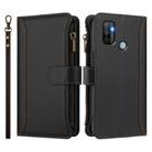 For OPPO A11S 4G Magnetic Closure 9 Card Slots Zipper Leather Case with Hand Strap(Black) - 2