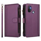 For OPPO A11S 4G Magnetic Closure 9 Card Slots Zipper Leather Case with Hand Strap(Purple) - 2