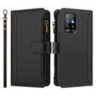 For OPPO A94 5G Global / Reno5 Z Magnetic Closure 9 Card Slots Zipper Leather Case with Hand Strap(Black) - 2