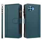 For OPPO A93 4G 2020 Global / F17 Pro Magnetic Closure 9 Card Slots Zipper Leather Case with Hand Strap(Dark Green) - 2