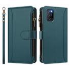 For OPPO A72 / A52 / A92 4G Magnetic Closure 9 Card Slots Zipper Leather Case with Hand Strap(Dark Green) - 2