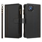 For OPPO A92S 5G Magnetic Closure 9 Card Slots Zipper Leather Case with Hand Strap(Black) - 2