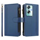 For OPPO A79 5G Global Magnetic Closure 9 Card Slots Zipper Leather Case with Hand Strap(Dark Blue) - 2