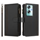 For OPPO A79 5G Global Magnetic Closure 9 Card Slots Zipper Leather Case with Hand Strap(Black) - 2