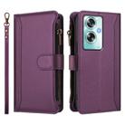 For OPPO A79 5G Global Magnetic Closure 9 Card Slots Zipper Leather Case with Hand Strap(Purple) - 2