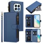 For OPPO F29 5G Global Magnetic Closure 9 Card Slots Zipper Leather Case with Hand Strap(Dark Blue) - 1