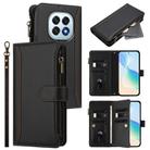 For OPPO F29 5G Global Magnetic Closure 9 Card Slots Zipper Leather Case with Hand Strap(Black) - 1