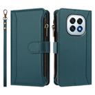 For OPPO F29 5G Global Magnetic Closure 9 Card Slots Zipper Leather Case with Hand Strap(Dark Green) - 2