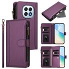 For OPPO F29 5G Global Magnetic Closure 9 Card Slots Zipper Leather Case with Hand Strap(Purple) - 1