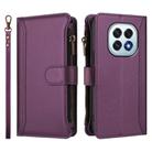 For OPPO F29 5G Global Magnetic Closure 9 Card Slots Zipper Leather Case with Hand Strap(Purple) - 2