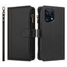 For OPPO Find X5 Magnetic Closure 9 Card Slots Zipper Leather Case with Hand Strap(Black) - 2