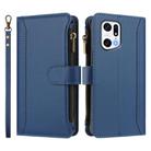 For OPPO Find X5 Pro Magnetic Closure 9 Card Slots Zipper Leather Case with Hand Strap(Dark Blue) - 2