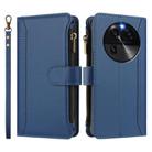 For OPPO Find X6 5G Global Magnetic Closure 9 Card Slots Zipper Leather Case with Hand Strap(Dark Blue) - 2