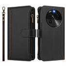 For OPPO Find X6 5G Global Magnetic Closure 9 Card Slots Zipper Leather Case with Hand Strap(Black) - 2