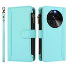 For OPPO Find X6 5G Global Magnetic Closure 9 Card Slots Zipper Leather Case with Hand Strap(Mint Green) - 2