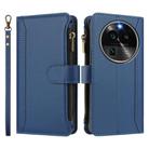 For OPPO Find X6 Pro 5G Global Magnetic Closure 9 Card Slots Zipper Leather Case with Hand Strap(Dark Blue) - 2