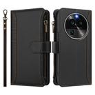 For OPPO Find X6 Pro 5G Global Magnetic Closure 9 Card Slots Zipper Leather Case with Hand Strap(Black) - 2