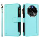 For OPPO Find X6 Pro 5G Global Magnetic Closure 9 Card Slots Zipper Leather Case with Hand Strap(Mint Green) - 2