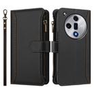 For OPPO Find X7 Magnetic Closure 9 Card Slots Zipper Leather Case with Hand Strap(Black) - 2