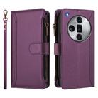 For OPPO Find X7 Ultra Magnetic Closure 9 Card Slots Zipper Leather Case with Hand Strap(Purple) - 2