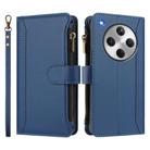 For OPPO Find X8 5G Global Magnetic Closure 9 Card Slots Zipper Leather Case with Hand Strap(Dark Blue) - 2
