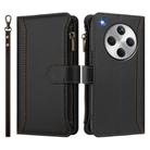 For OPPO Find X8 5G Global Magnetic Closure 9 Card Slots Zipper Leather Case with Hand Strap(Black) - 2