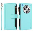 For OPPO Find X8 5G Global Magnetic Closure 9 Card Slots Zipper Leather Case with Hand Strap(Mint Green) - 2