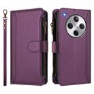 For OPPO Find X8 5G Global Magnetic Closure 9 Card Slots Zipper Leather Case with Hand Strap(Purple) - 2