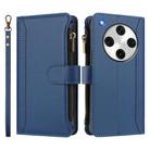 For OPPO Find X8 Pro 5G Global Magnetic Closure 9 Card Slots Zipper Leather Case with Hand Strap(Dark Blue) - 2