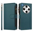For OPPO Find X8 Pro 5G Global Magnetic Closure 9 Card Slots Zipper Leather Case with Hand Strap(Dark Green) - 2