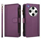For OPPO Find X8 Pro 5G Global Magnetic Closure 9 Card Slots Zipper Leather Case with Hand Strap(Purple) - 2