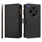 For OPPO Find X8 Ultra 5G Magnetic Closure 9 Card Slots Zipper Leather Case with Hand Strap(Black) - 2