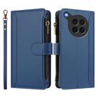 For OPPO Find X8s 5G Magnetic Closure 9 Card Slots Zipper Leather Case with Hand Strap(Dark Blue) - 2