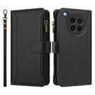 For OPPO Find X8s 5G Magnetic Closure 9 Card Slots Zipper Leather Case with Hand Strap(Black) - 2