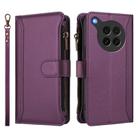 For OPPO Find X8s 5G Magnetic Closure 9 Card Slots Zipper Leather Case with Hand Strap(Purple) - 2