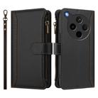 For OPPO Find X8s+ 5G Magnetic Closure 9 Card Slots Zipper Leather Case with Hand Strap(Black) - 2