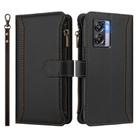 For OPPO K10 5G Global / A77 5G / A97 5G Magnetic Closure 9 Card Slots Zipper Leather Case with Hand Strap(Black) - 2