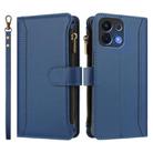 For OPPO K12S / K13 India Magnetic Closure 9 Card Slots Zipper Leather Case with Hand Strap(Dark Blue) - 2