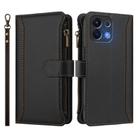 For OPPO K12S / K13 India Magnetic Closure 9 Card Slots Zipper Leather Case with Hand Strap(Black) - 2