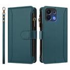 For OPPO K12S / K13 India Magnetic Closure 9 Card Slots Zipper Leather Case with Hand Strap(Dark Green) - 2