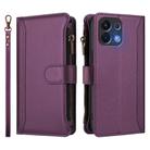 For OPPO K12S / K13 India Magnetic Closure 9 Card Slots Zipper Leather Case with Hand Strap(Purple) - 2