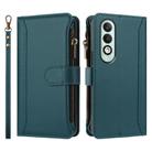 For OPPO K12X 5G Global Magnetic Closure 9 Card Slots Zipper Leather Case with Hand Strap(Dark Green) - 2