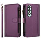 For OPPO K12X 5G Global Magnetic Closure 9 Card Slots Zipper Leather Case with Hand Strap(Purple) - 2
