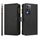 For OPPO A5 5G Global Magnetic Closure 9 Card Slots Zipper Leather Case with Hand Strap(Black) - 3