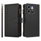 For OPPO Reno14 F 5G Magnetic Closure 9 Card Slots Zipper Leather Case with Hand Strap(Black) - 2